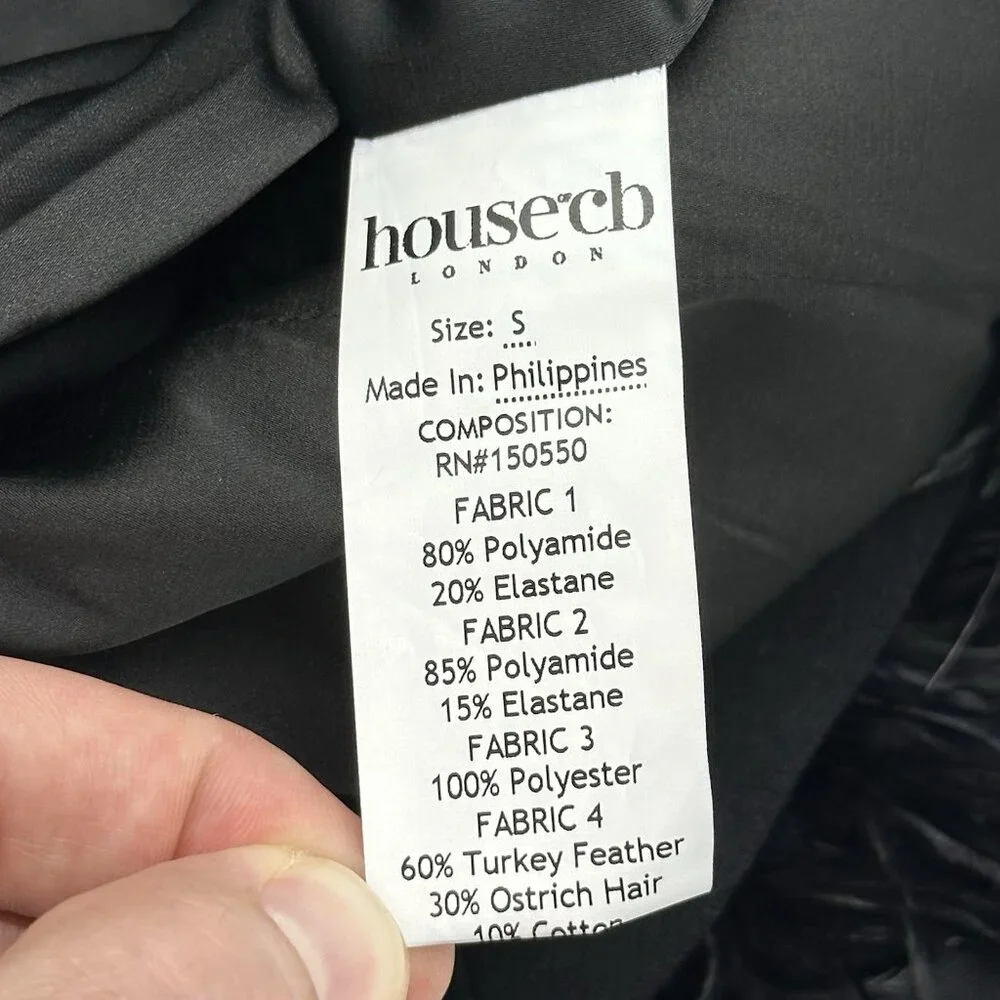 House of CB Black Feather Trim Midi Dress - Picture 12 of 13